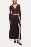 Nocturne Belted Pleated Maxi Skirt In Brown