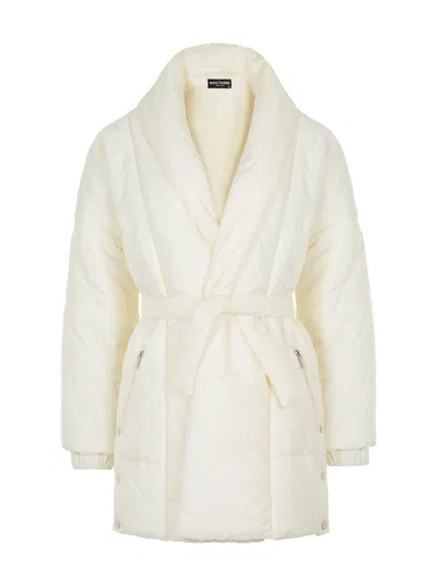 Nocturne Belted Puffer Jacket In White