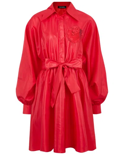 Nocturne Belted Taffeta Dress In Red