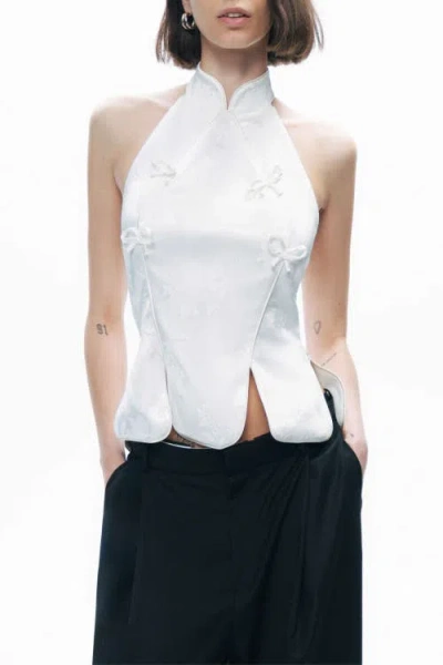 Nocturne Blouse With Bow Detail In White