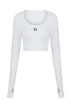 Nocturne Boat Neck Knit Crop Top In White