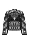 Nocturne Boat Neck Mesh Top In Black