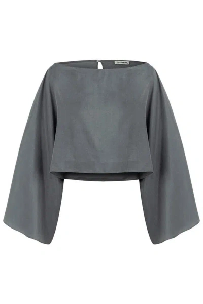Nocturne Boat Neck Top In Gray