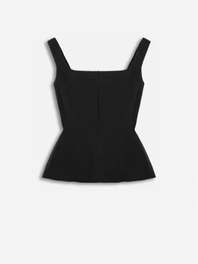 Nocturne Boned Square Neck Peplum Bustier Top In Black