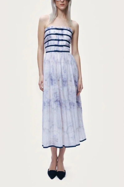 Nocturne Bow Detail Strapless Midi Dress In Blue