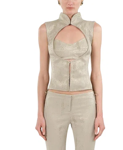 Nocturne Braid-trim Bustier Top In Neutral
