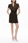 Nocturne Brown Tailored Mini Dress With Structured Bolero