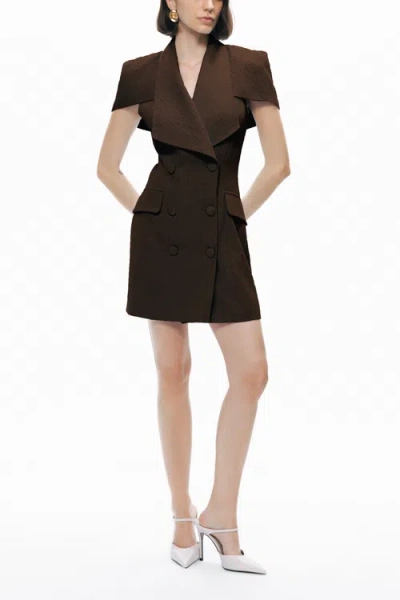 Nocturne Brown Tailored Mini Dress With Structured Bolero