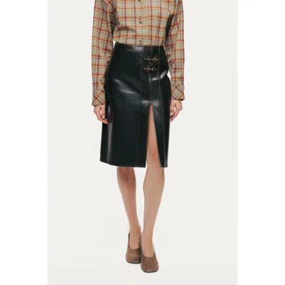 Nocturne Buckle Detail Front-slit Skirt In Green