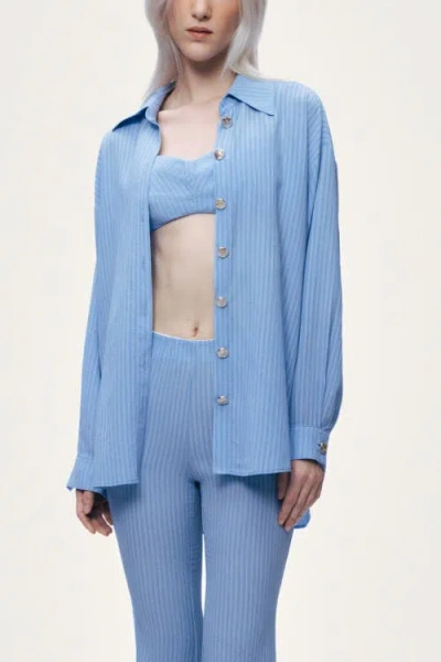 Nocturne Bustier-detail Shirt In Blue