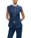 Nocturne Button-front Denim Vest In Blue