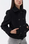 Nocturne Shoulder Pad Short Coat In Black