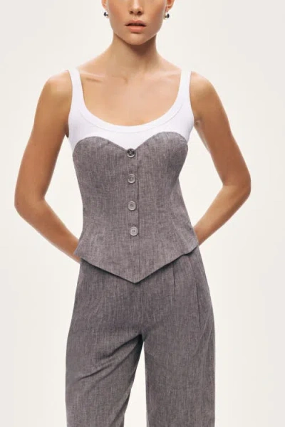 Nocturne Button-front Tailored Blouse In Gray