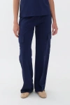 Nocturne Cargo Pants With Elastic Waistband In Navy Blue