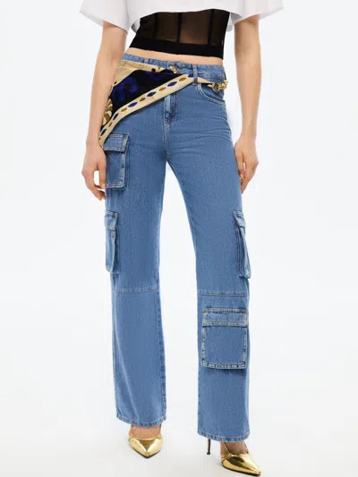 Nocturne Chain And Scarf Jeans In Blue