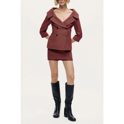 Nocturne Checked High-rise Mini Skort In Brown