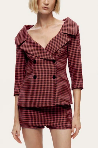Nocturne Checked Portrait Collar Double-breasted Jacket In Multi