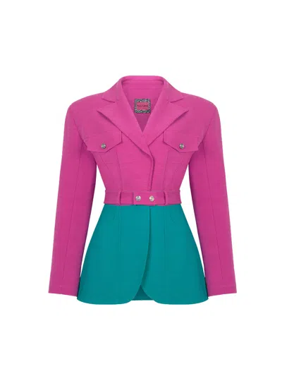 Nocturne Color Block Double Breasted Jacket In Pink
