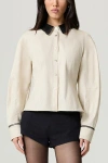Nocturne Contrast Collar Balloon-sleeve Shirt In White
