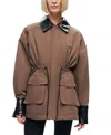 Nocturne Contrast Collar Utility Jacket In Brown