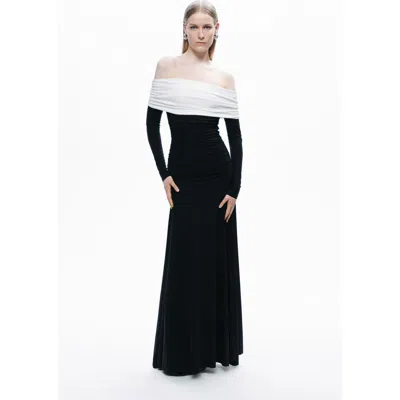 Nocturne Contrast Colour Maxi Dress In Black/white