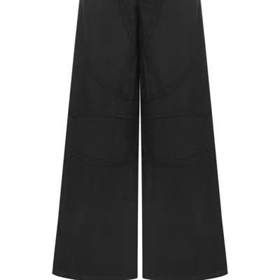 Nocturne Contrast Top Stitching Pants In Black