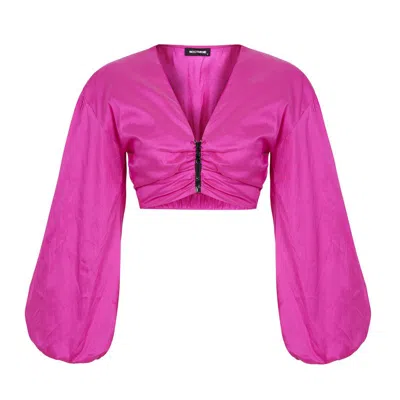 Nocturne Crop Top With Knot In Pink