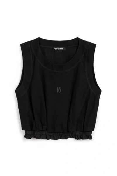Nocturne Crop Top With Printed Detail In Black