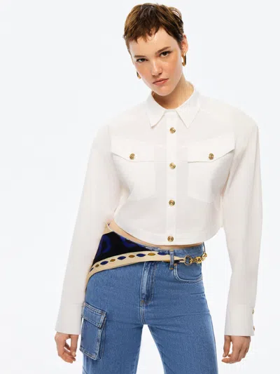 Nocturne Cropped Shirt With Shoulder Pads In White