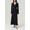Nocturne Crystal Button Detailed Maxi Dress In Black