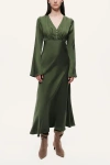 Nocturne Crystal-button V-neck Maxi Dress In Green