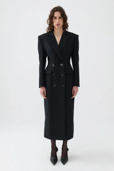 Nocturne Curvy Maxi Coat In Black