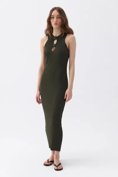 Nocturne Cut-out Knit Dress In Khaki