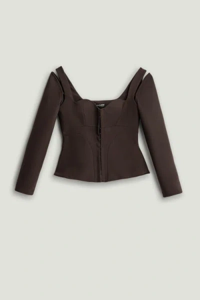 Nocturne Cut-out Sweetheart Corset Top In Brown
