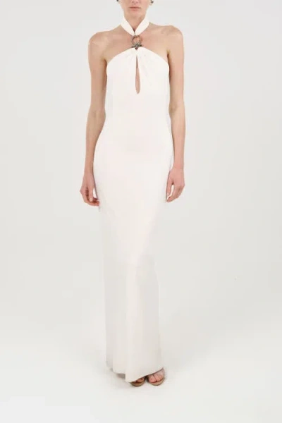 Nocturne Cut-out Detail Embellished Maxi Dress In White
