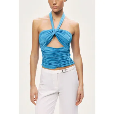 Nocturne Cut-out Draped Blouse In Blue