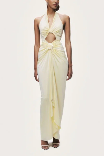 Nocturne Cut-out Halter Maxi Dress In Yellow