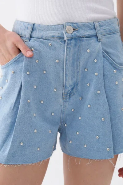 Nocturne Dart Detailed Denim Shorts In Blue