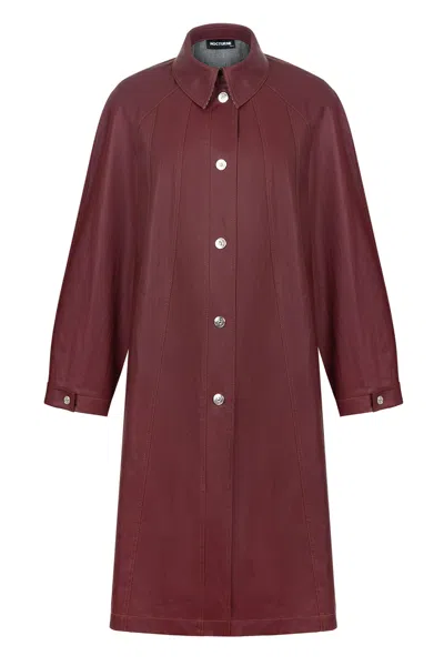 Nocturne Denim Trench Coat In Burgundy