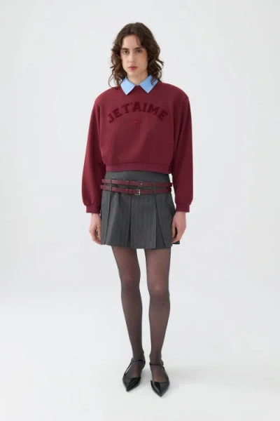 Nocturne Double Belted Pleated Mini Skirt In Grey