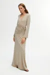 Nocturne Double Breasted Dress With Accessory Detail In Beige