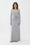 Nocturne Double Breasted Dress With Accessory Detail In Grey