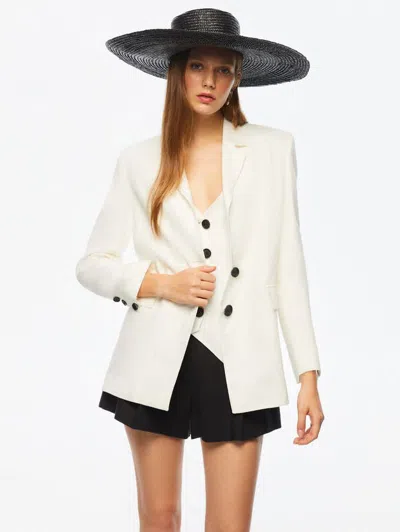 Nocturne Double-breasted Linen Jacket In Ivory