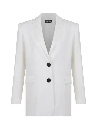 Nocturne Double-breasted Linen Jacket In White