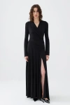 Nocturne Women's Black Double Breasted Long Dress In Black