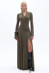 Nocturne Double Breasted Long Dress In Khaki
