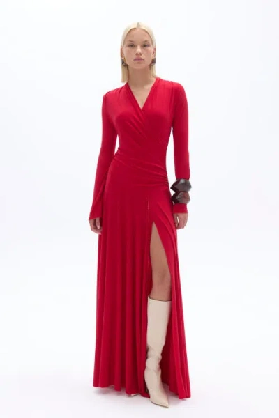 Nocturne Double Breasted Long Dress In Red