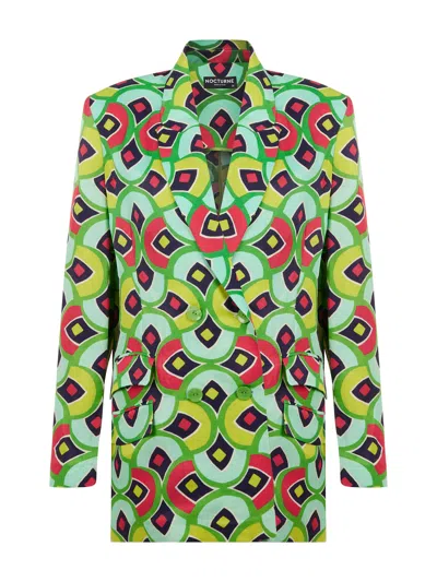 Nocturne Double-breasted Print Jacket In Multi
