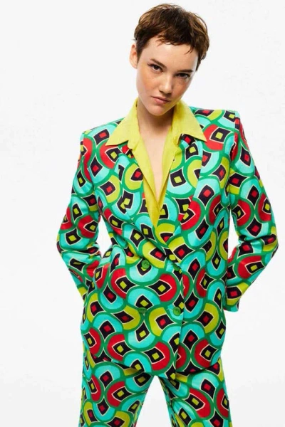 Nocturne Double-breasted Print Jacket In Multi-colored
