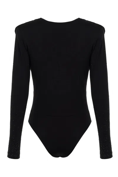 Nocturne Double-breasted Shiny Bodysuit In Black